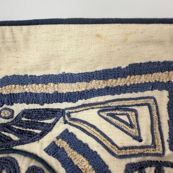 Williams Sonoma Trellis Linen Embroidered Blue Pillow Cover 29" X 16" - Picture 2 of 5